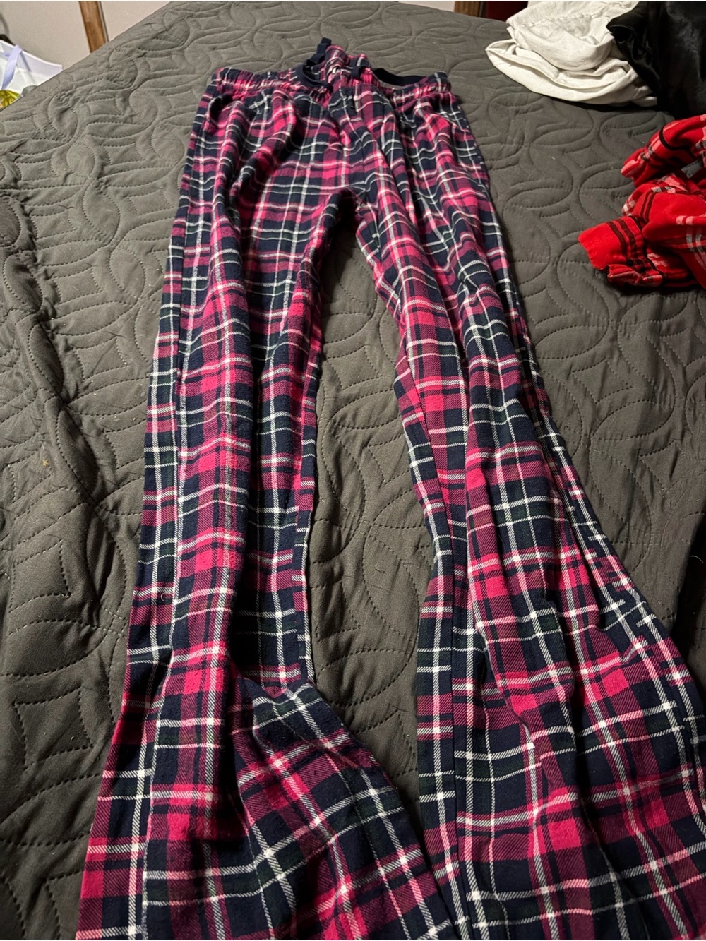 RESA Pink and Navy Plaid Fleece Joggers